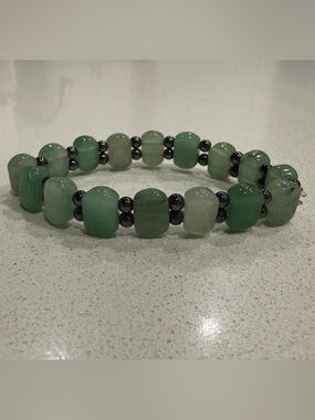 Green Beaded Gemstone Stretch Bracelet